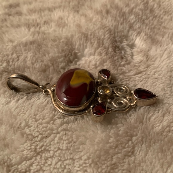Sterling Silver Garnet Citrine Pendant - Picture 4 of 5
